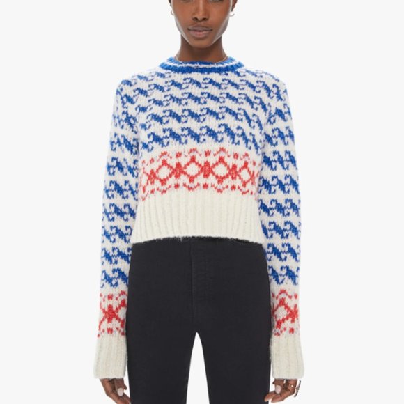 Mother Denim The Longest Run Wide Sleeve Cropped Sweater - Picture 1 of 12